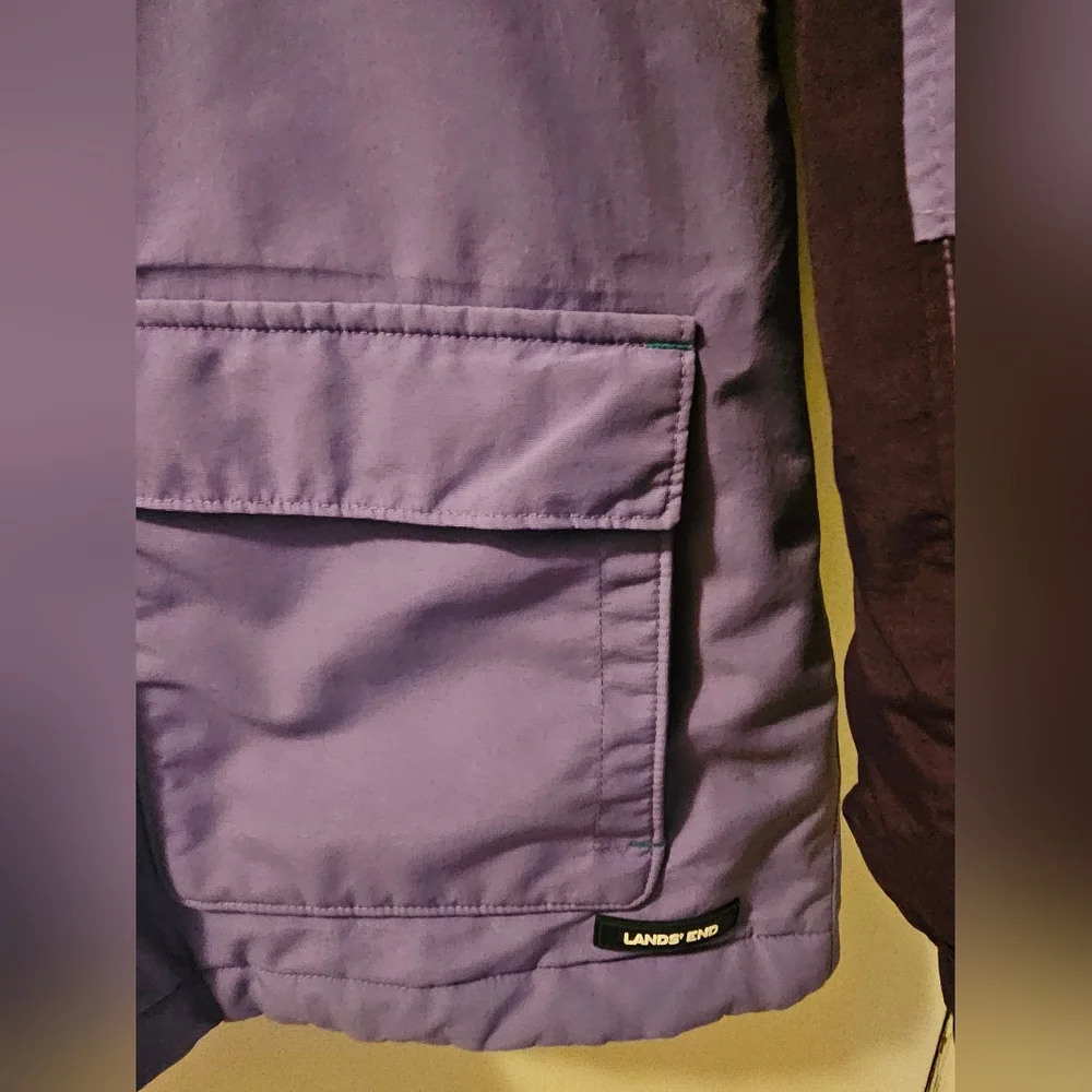 Lands' End Girls' Squall Jacket Purple Waterproof Windproof Hooded Size XL 16